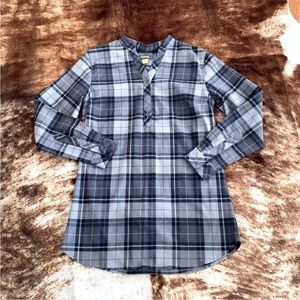 BNWOT Cabela’s Gray Plaid Flannel Tunic Top 0116